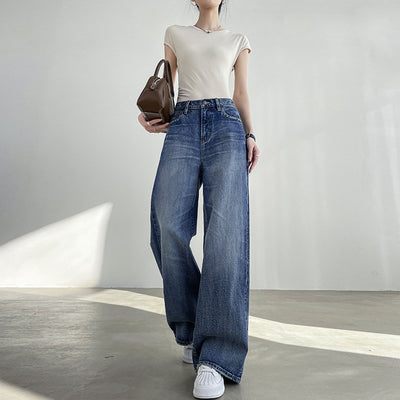 Jeans Azul Claro Cintura Alta Pierna Ancha Mujer Corte Recto - Image 2