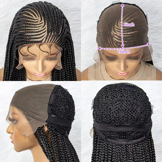 Peluca Larga Recta con Trenzas Sintéticas y Encaje Frontal - Image 10