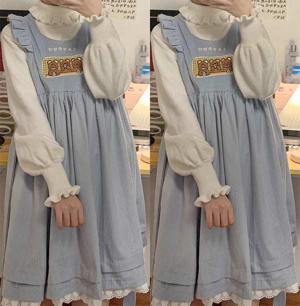 Suéter Cuello Alto Encaje Lolita Invierno - Top Básico Elegante