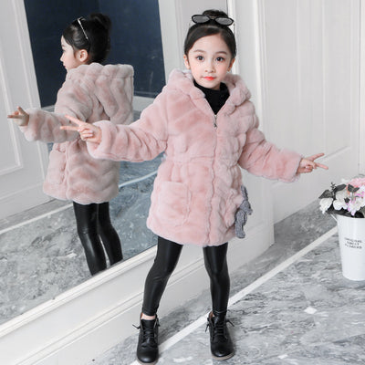 Abrigo Infantil Niña Invierno Estilo Coreano Piel Sintética Acolchado Cálido - Image 6