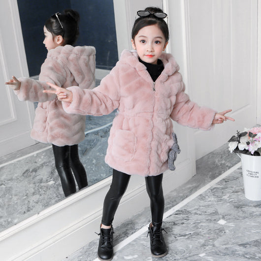 Abrigo Infantil Niña Invierno Estilo Coreano Piel Sintética Acolchado Cálido - Image 6