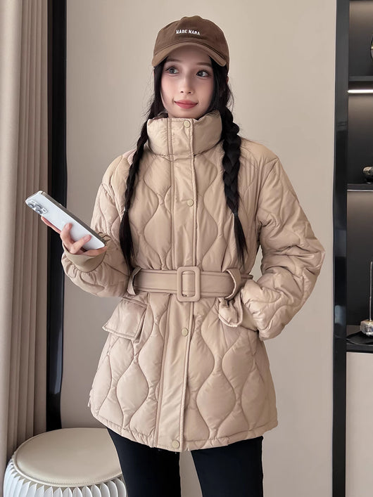 Abrigo de Algodón para Mujer con Cuello Alzado y Corbata Integrada - Image 6