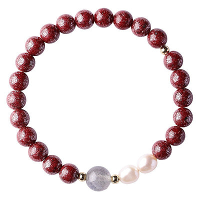 Pulsera de Pareja Piedra de Luna Perla Vermellón Minimalista - Image 8