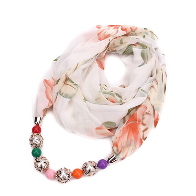 Collar Pañuelo de Chifón con Dije de Aleación Estampado - Image 10