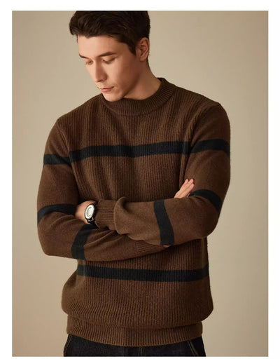 Suéter de Lana Pura para Hombre con Rayas Contraste - Calidez y Estilo - Image 11