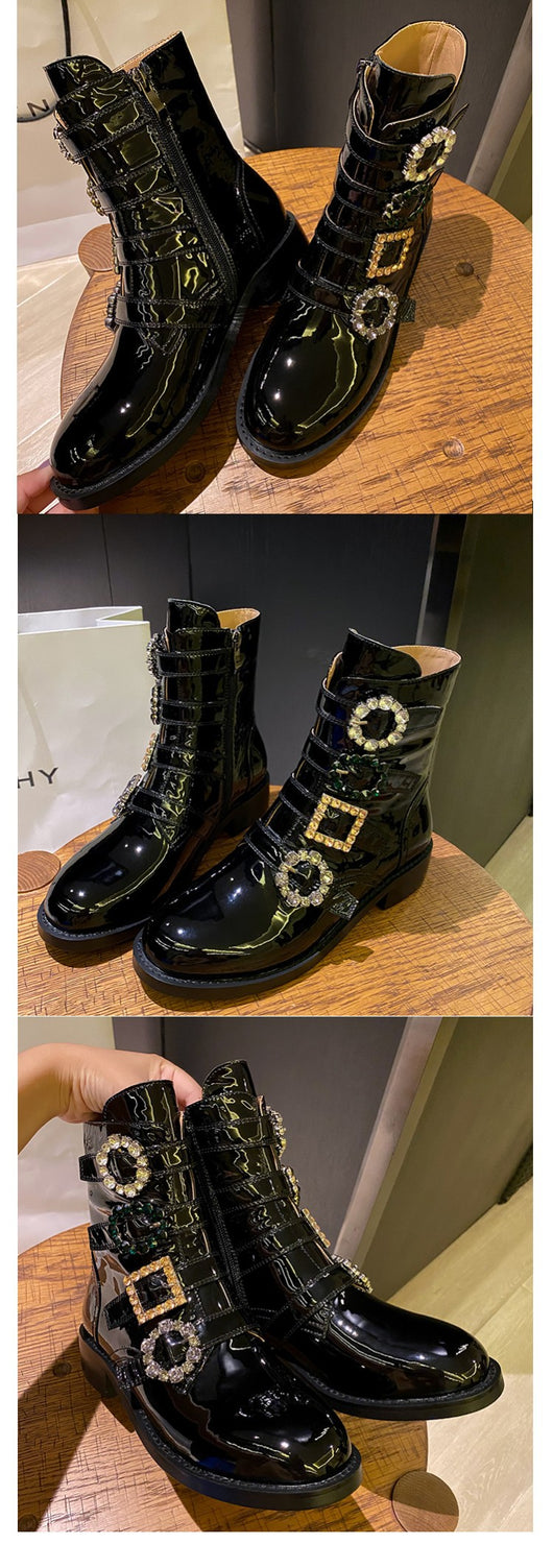 Botas Martin Estilo Británico para Mujer con Hebilla y Suela Plana - Image 11