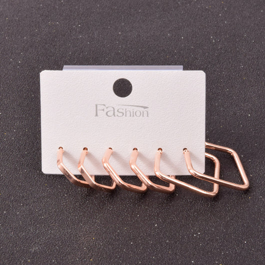 Set de Aretes Cuadrados en Aleación Metálica - Image 7
