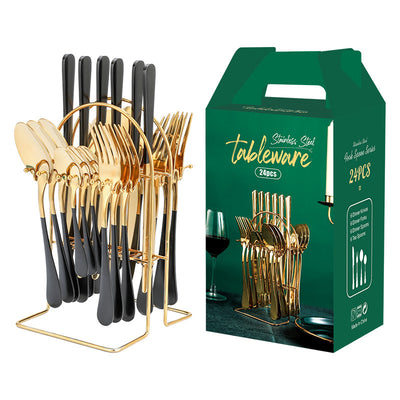 Juego de Cubiertos Dorados de Acero Inoxidable con Organizador - Servicio de Lujo - Image 18