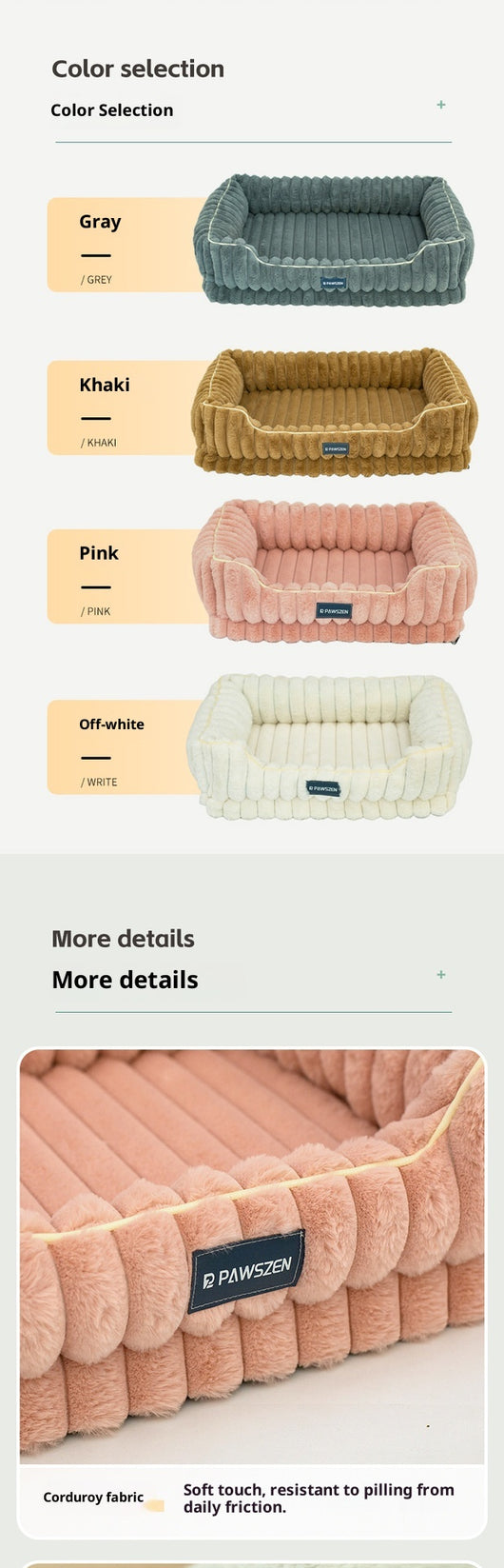 Cama para Mascotas Grande Cuadrada con Pelaje de Conejo a Rayas - Image 16