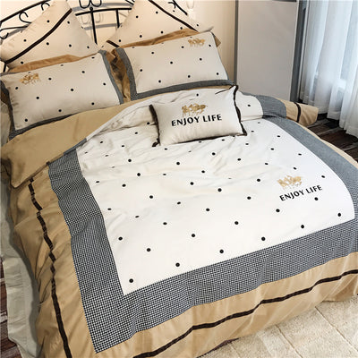 Juego de Cama Franela Acolchada 100% Algodón con Bordado Escocés