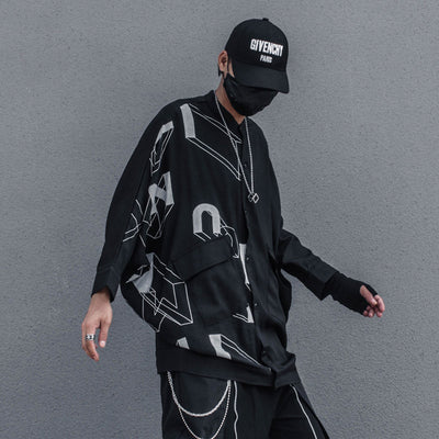 Blusa Suelta con Patrón Geométrico y Mangas Murciélago - Image 4