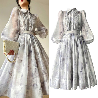 Vestido Camisero con Mangas de Encaje Burbuja - Image 10