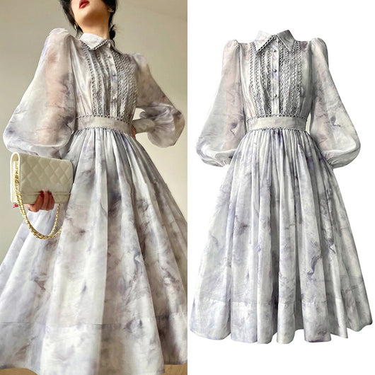 Vestido Camisero con Mangas de Encaje Burbuja - Image 10
