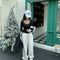 Blusa Ajustada de Cuello U y Manga Larga