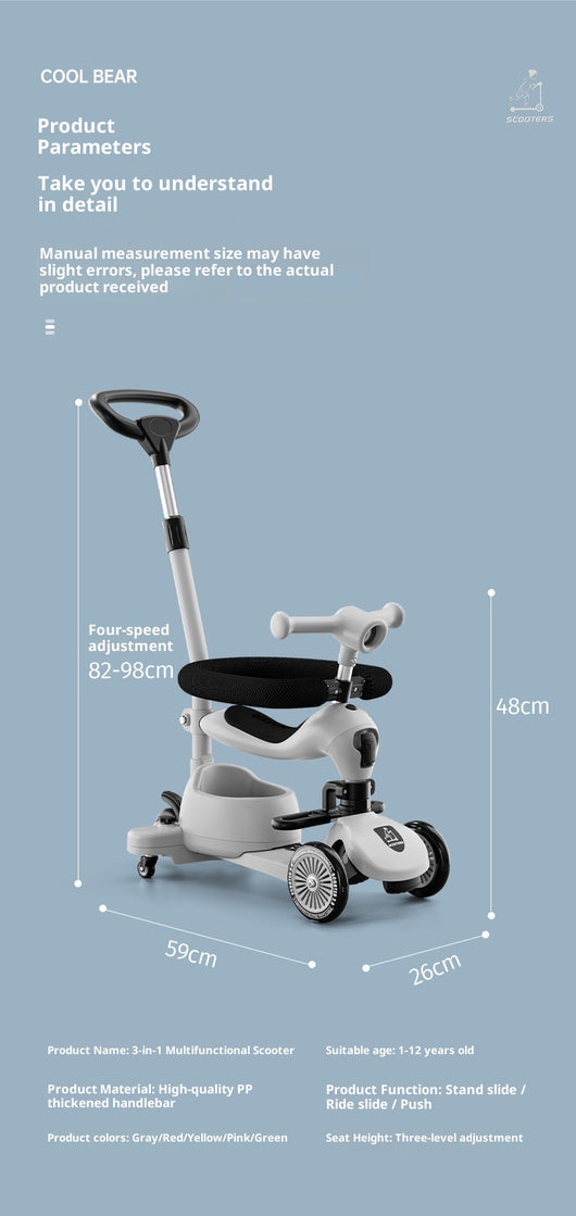 Patinete 3 en 1 para Bebés - Deslizable, Empujable y para Sentarse - Image 21
