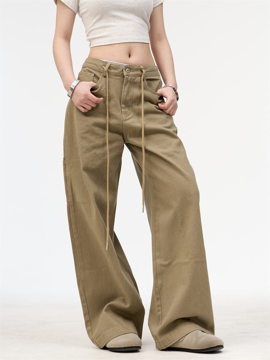 Pantalón Cargo Recto con Bordado de Alfabeto Retro y Múltiples Bolsillos para Mujer - Image 12