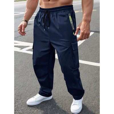 Pantalones de Trabajo Casual Hombre Corte Relajado con Bolsillos Amplios - Image 3