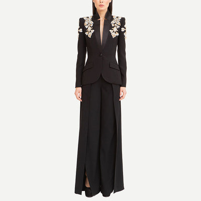 Traje Elegante con Blazer de Strass y Pantalón Dividido - Image 4