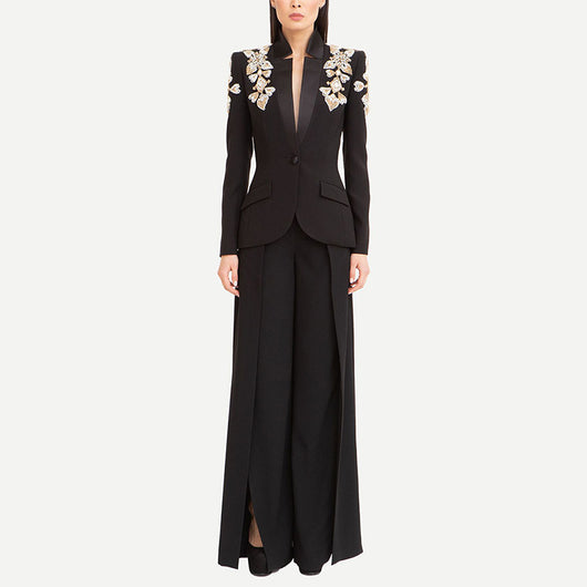 Traje Elegante con Blazer de Strass y Pantalón Dividido - Image 4
