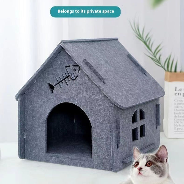 Cama Felpa para Gatos Cuatro Estaciones Desmontable y Lavable