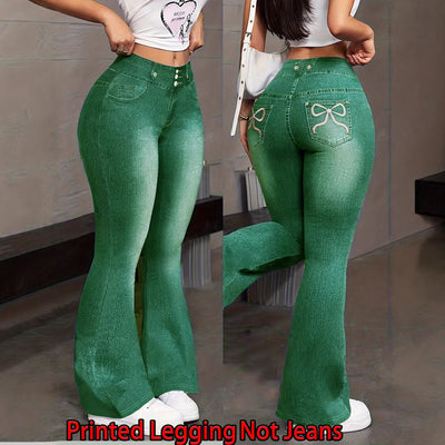 Pantalón Faux Denim con Estampado de Mariposas para Mujer - Image 2