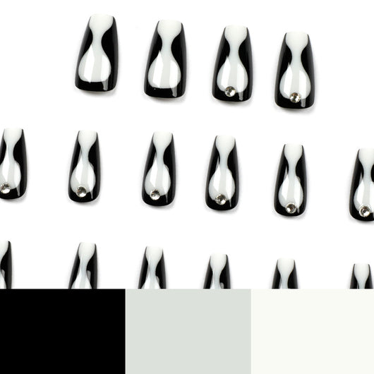 Parches de Uñas con Rhinestones Línea Negra - Manicura Adhesiva Premium - Image 5