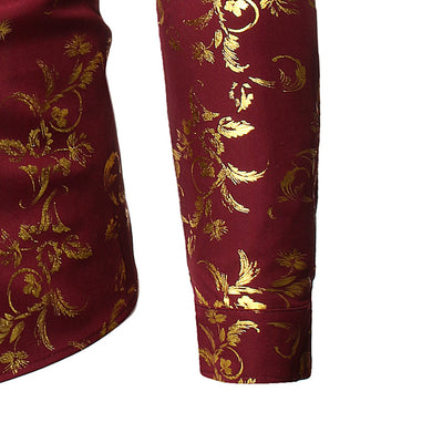 Camisa Casual Hombre con Estampado Floral Bronce - Image 19