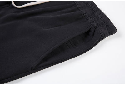 Pantalones Holgados de Algodón con Cintura Elástica y Bolsillos - Gris y Negro - Image 11