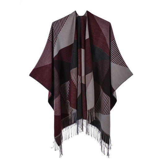 Chal Retro Grueso y Cálido con Textura Jacquard - Estilo Vintage Elegante - Image 6