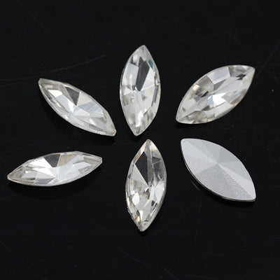 Diamante Suelto de Cristal Facetado Ojo de Caballo con Base Plateada - Image 5
