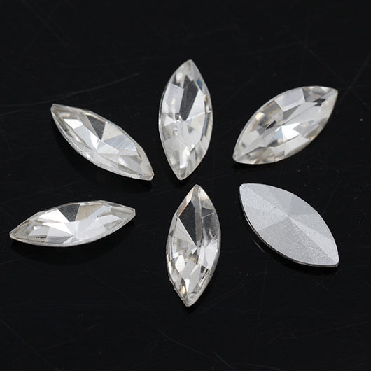 Diamante Suelto de Cristal Facetado Ojo de Caballo con Base Plateada - Image 5