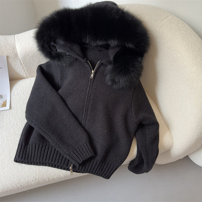 Abrigo de Primavera para Mujer con Cuello de Zorro Real y Capucha - Image 15