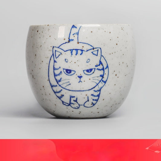 Taza de Té Porcelana Jingdezhen Gato Azul y Blanco - Image 2