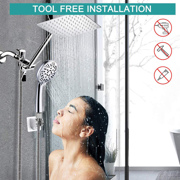 Ducha Manual de Acero Inoxidable con Varilla Extensible y 9 Funciones de Spray