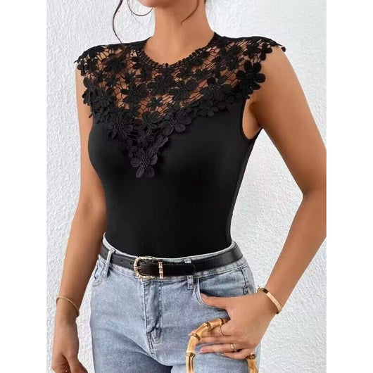 Blusa Sin Mangas con Encaje Elástica para Mujer - Image 2