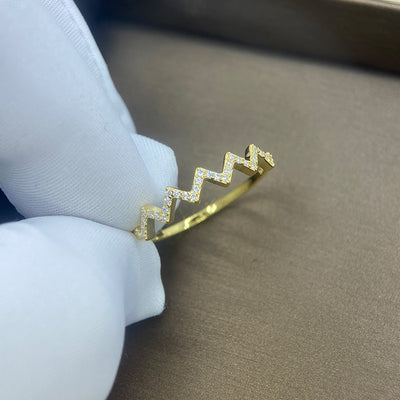 Anillo Ajustable con Patrón de Ondas y Circones Incrustados - Image 7