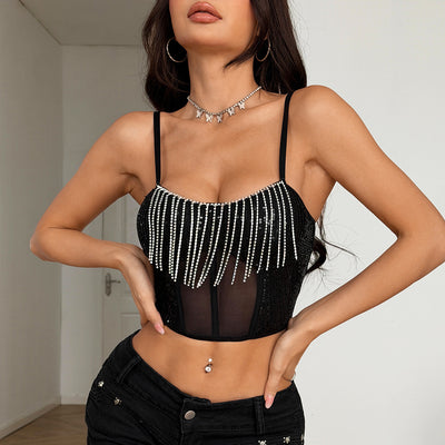 Top Deportivo Patchwork con Cadena Diamante y Cierre