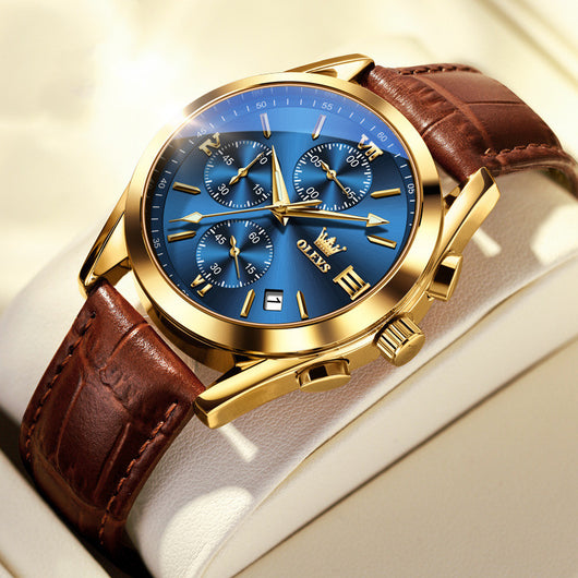 Reloj Deportivo Hombre Tres Ojos Seis Pines Resistente al Agua con Calendario - Image 3