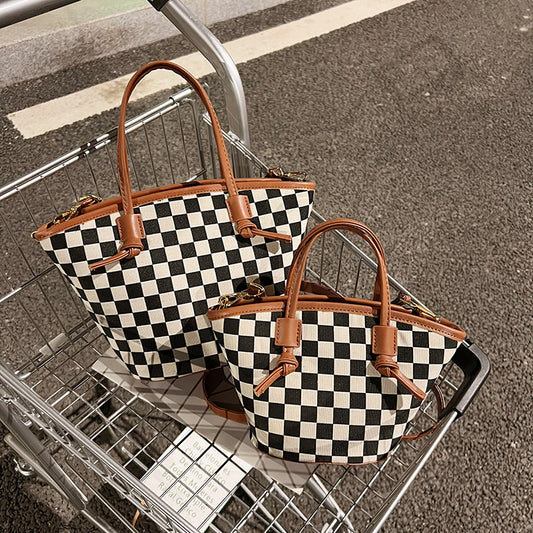 Bolso Bucket Cuadros Invierno - Cartera de Moda a Cuadros
