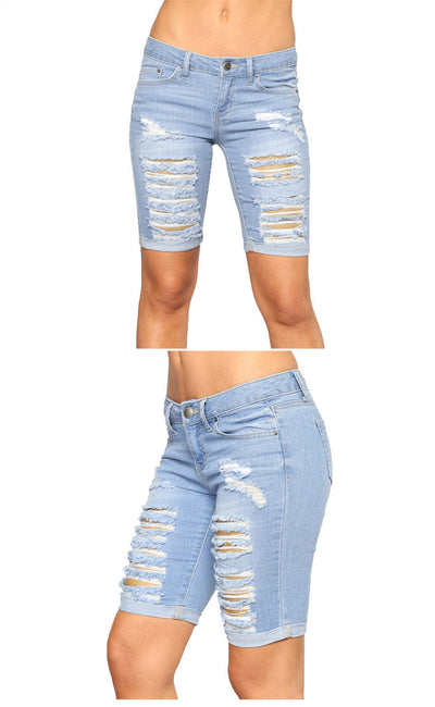 Pantalones Vaqueros Ajustados Levanta Glúteos con Rotos en Puños para Mujer - Image 9