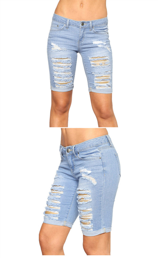 Pantalones Vaqueros Ajustados Levanta Glúteos con Rotos en Puños para Mujer - Image 9
