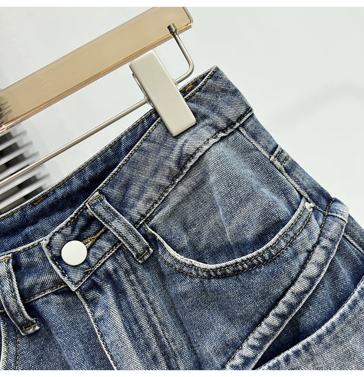 Falda Denim Cintura Alta Corte A - Image 11