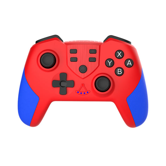 Black wireless Bluetooth gamepad with red left grip and blue right grip, dual joysticks, and action buttons. - Image 10