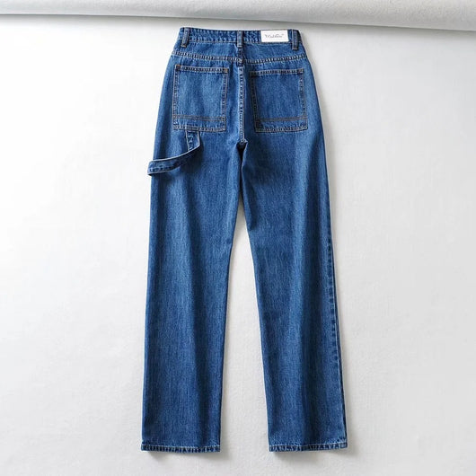 Jeans Talle Alto Pierna Ancha Retro con Costuras Decorativas - Image 5