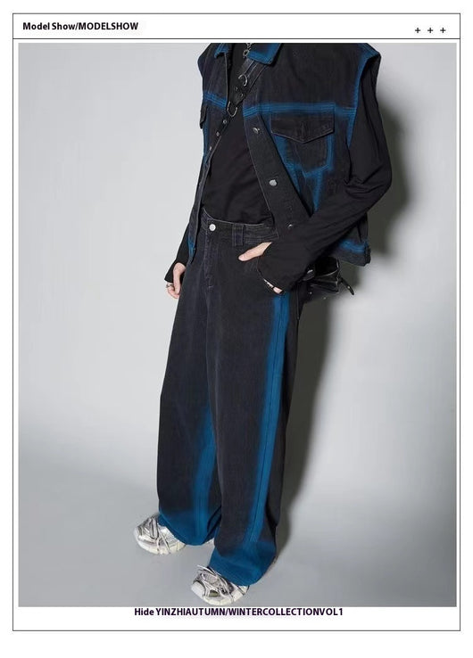 Conjunto Denim Degradado Distressed con Chaleco Spray Color - Image 15