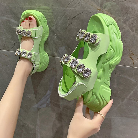 Sandalias Plataforma Romana de Hada con Brillantes para Playa - Image 2