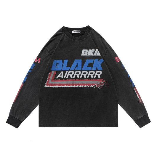 Camiseta Manga Larga Cuello Redondo Efecto Desgastado con Letras Racing - Image 13