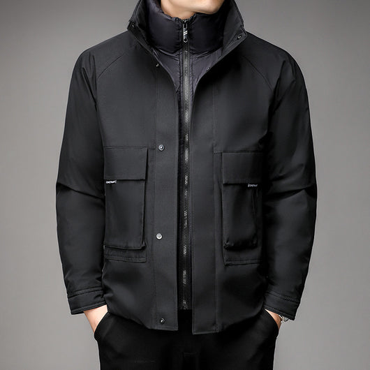 Abrigo Acolchado para Hombre Cuello Alto Diseño Liso - Image 3