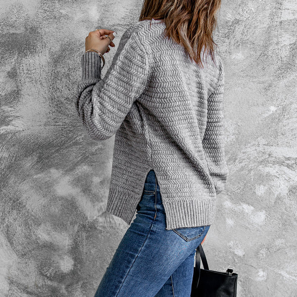 Suéter Mujer Otoño Invierno Combinado con Encaje - Diseño Bicolor