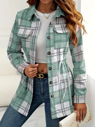 Camisa de Franela a Cuadros para Mujer - Manga Larga Casual - Image 7
